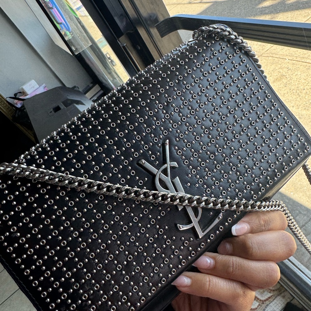 Yves Saint Laurent Black Studded Crossbody Bag - Picture 2 of 6